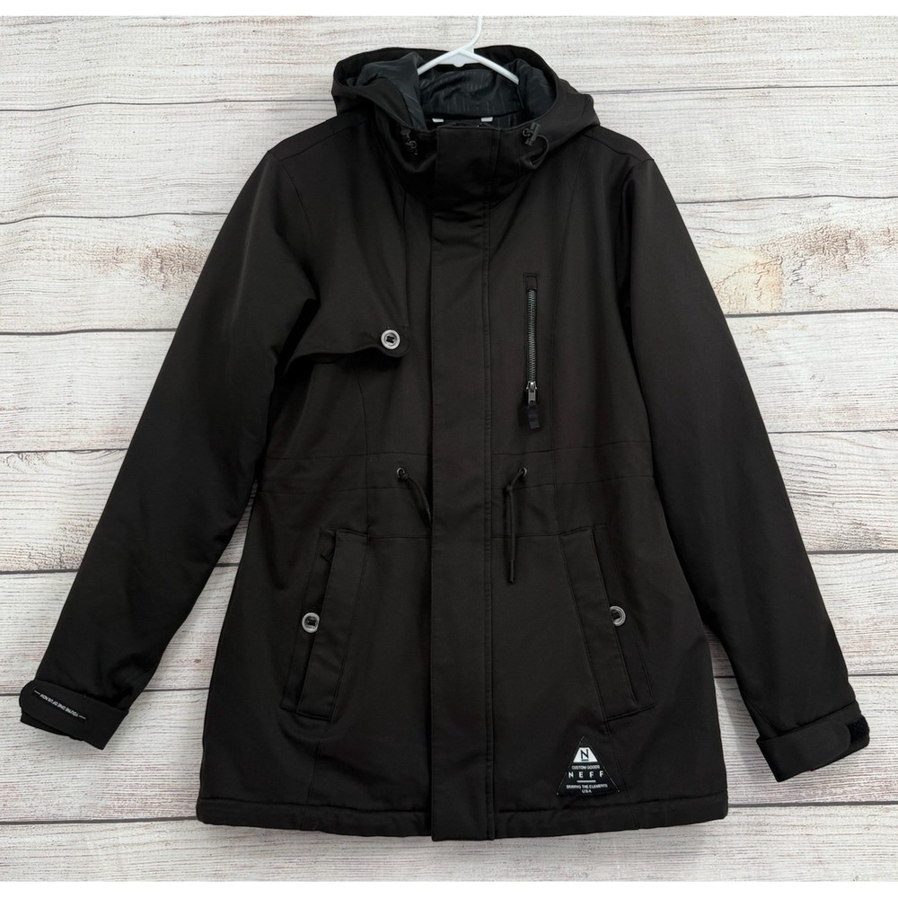 Neff Snowboard Jacket Womens XS Black Technical Outerwear Hooded Insulated
